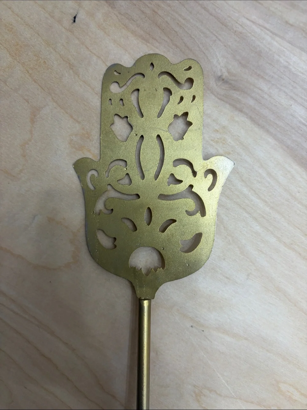 Brass-Tone Decorative with Hamsa Motif